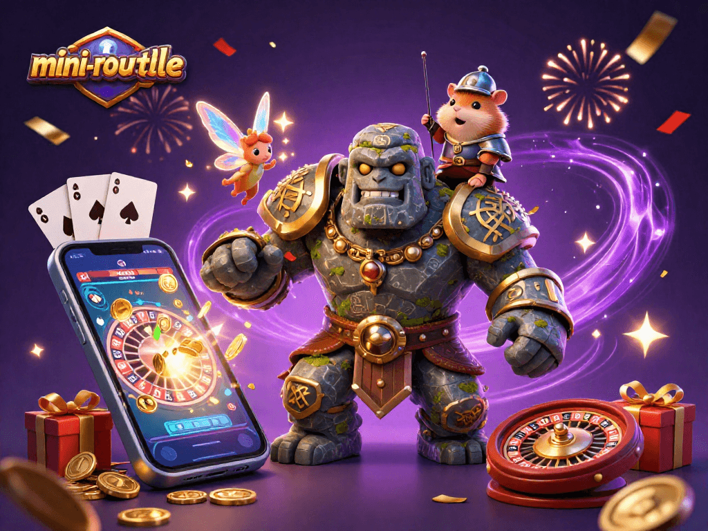 Engage in mini-roulette with a vibrant 3D scene featuring magic and excitement.