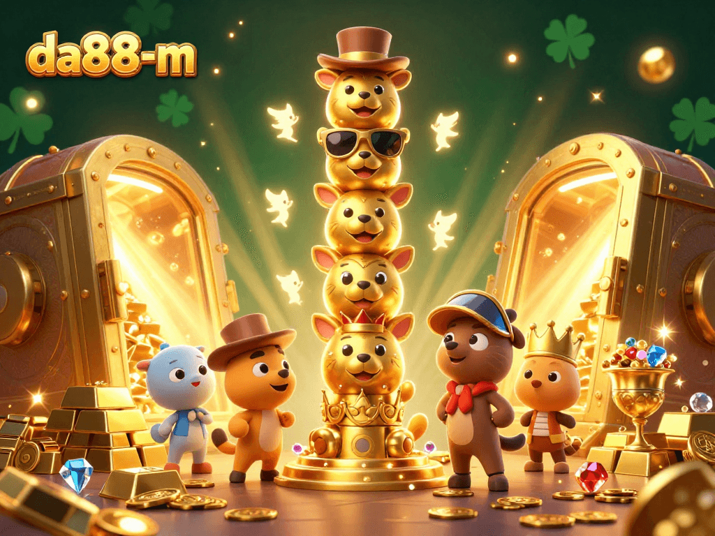 Experience the thrill of da88-m with a vibrant casino scene filled with gold and jewels.
