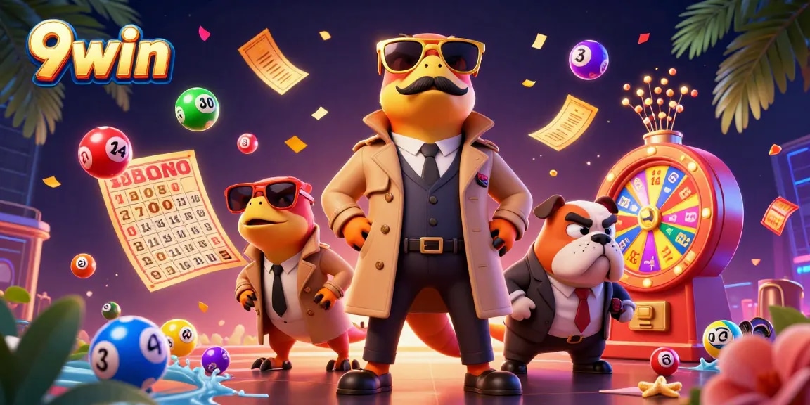 Experience excitement with 9win in a colorful lottery scene, featuring vibrant characters and dynamic game elements.