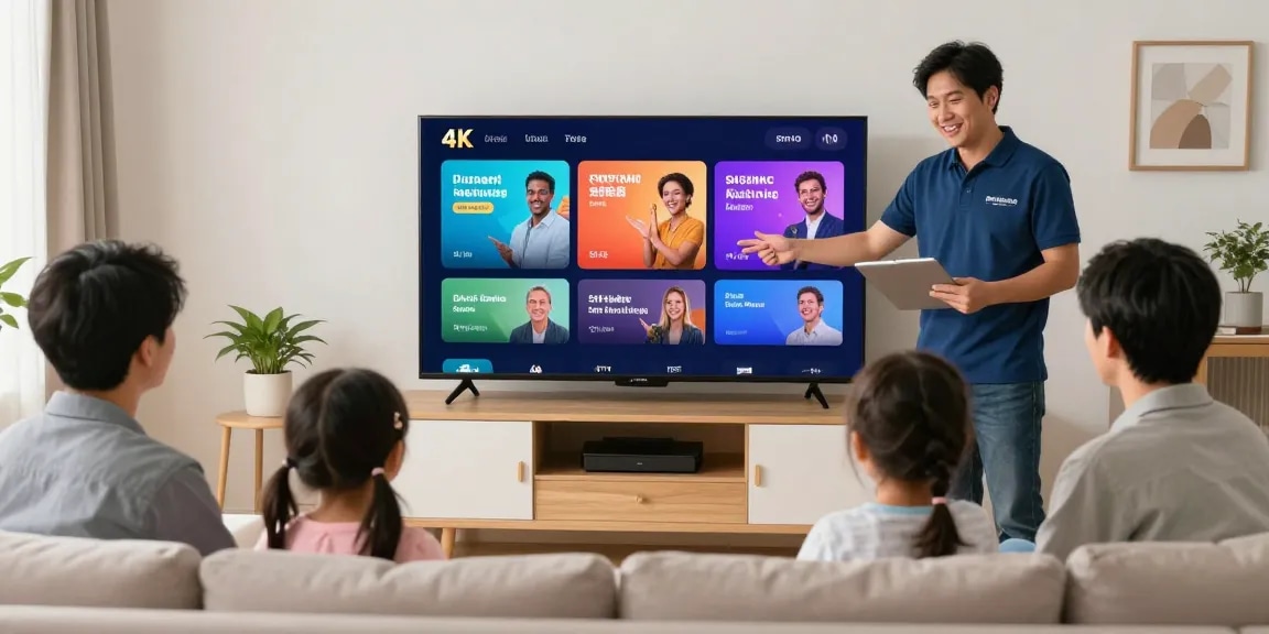 Trusted IPTV UK service provider helping a family enjoy local services.