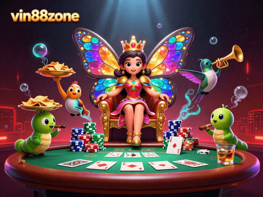 Experience thrilling poker games at vin88zone with colorful characters and rich casino elements.