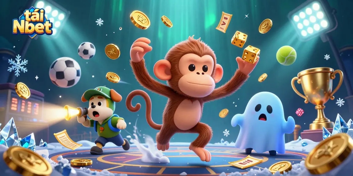 Engage with thrilling moments in tải Nbet as playful poltergeist monkey juggles gold amidst a haunted casino.
