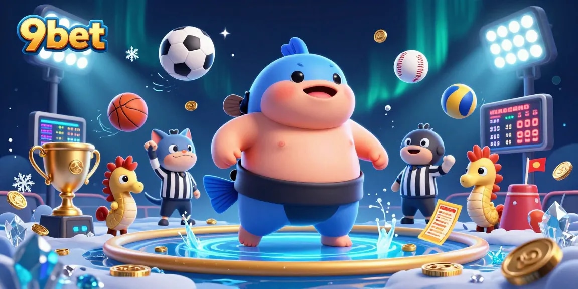 Play and win with 9bet in an engaging fishing-themed casino world with sea creatures.