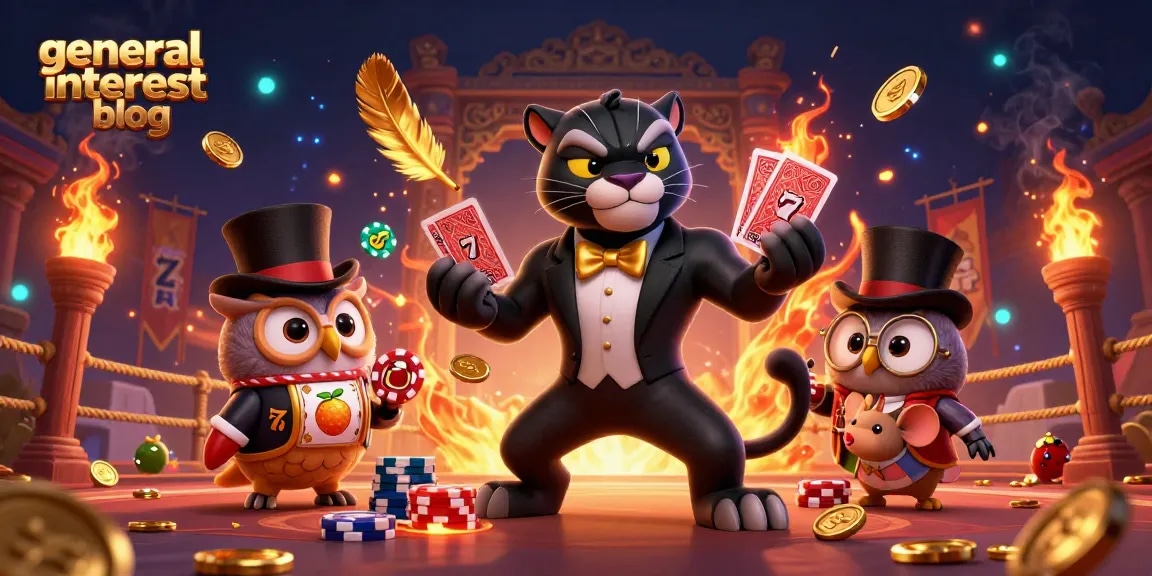 Engage with the thrilling world of gambling in this general interest blog illustration, showcasing a panther dealing cards.