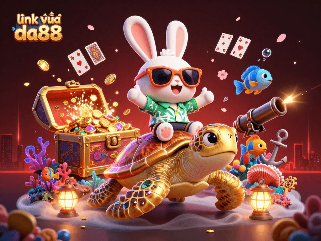 Join the adventure with link vào da88 as the lucky rabbit rides the golden turtle!