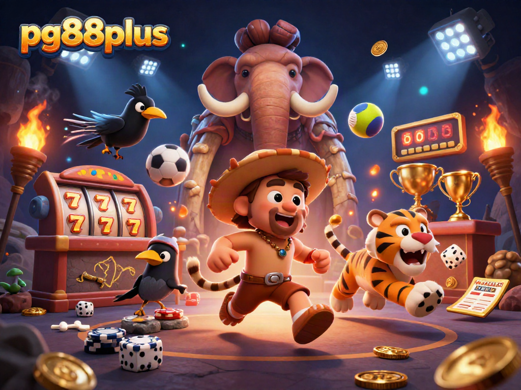 Engage with pg88plus in this lively 3D casino scene filled with vibrant characters and dynamic game elements.