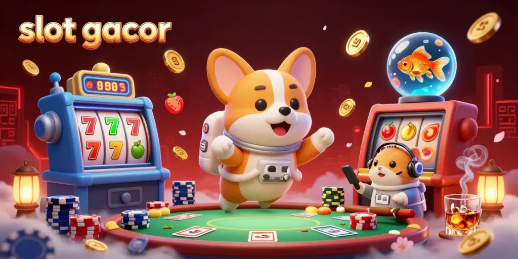 Experience exciting slot gacor gaming in a whimsical space casino with floating characters, jackpot elements, and vibrant colors.