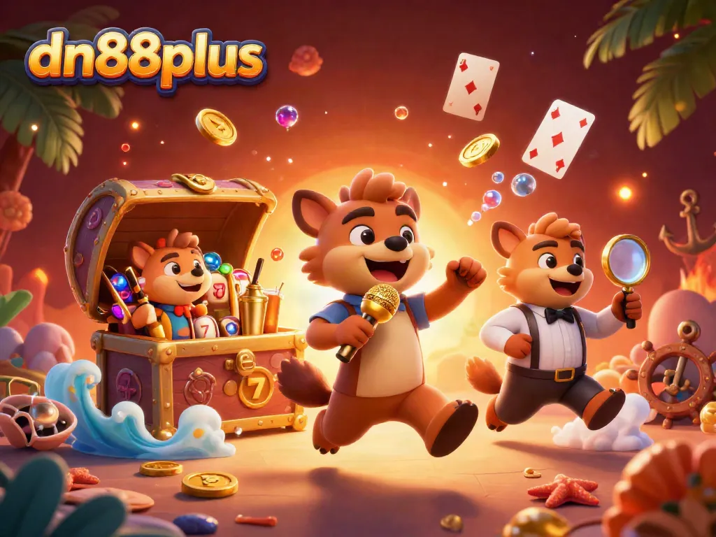 Experience thrilling jackpots with dn88plus in a lively casino scene showcasing hyenas and gaming elements.
