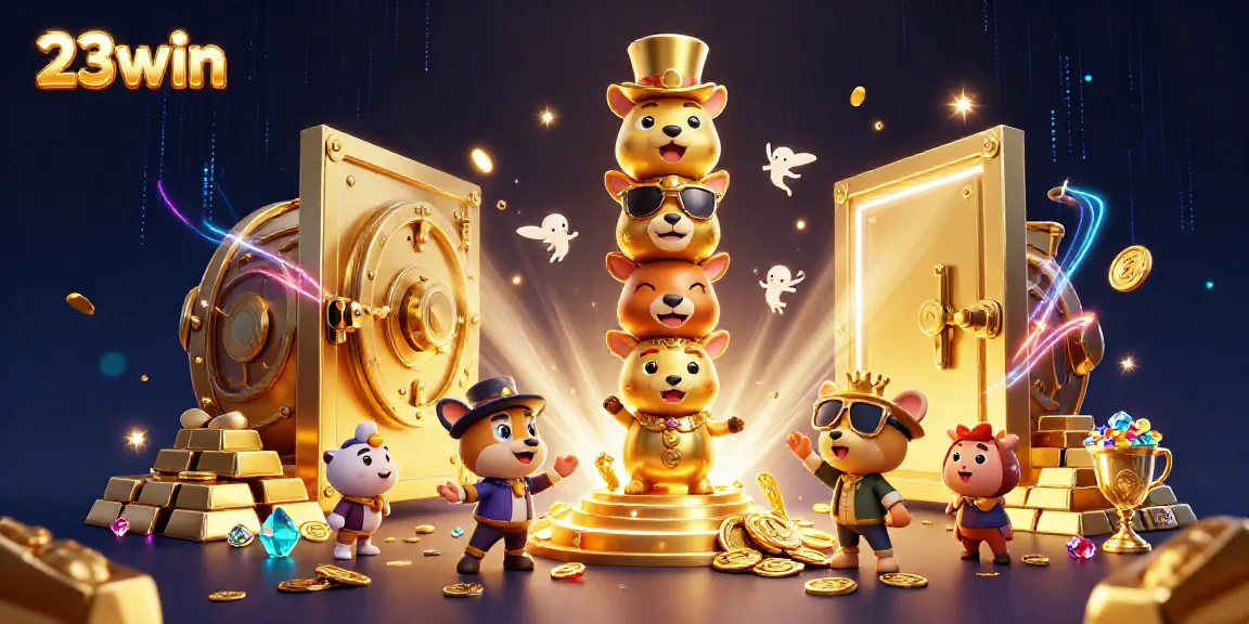 Engage with thrilling gaming moments at 23win, featuring exciting casino elements and a golden totem pole.