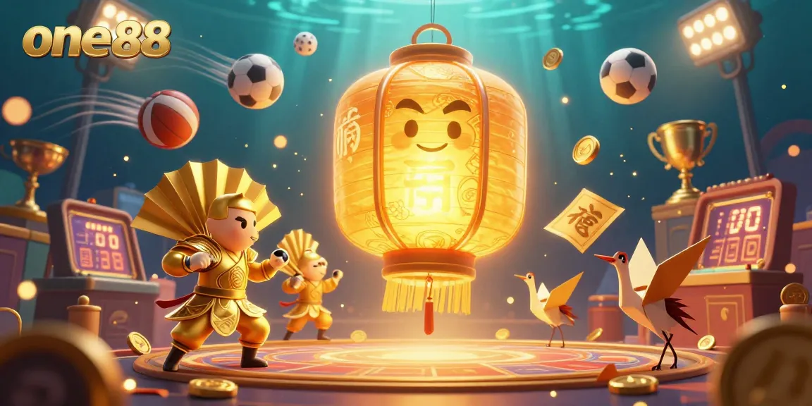 Bet and win with one88 at a vibrant casino, filled with sports action and golden treasures.