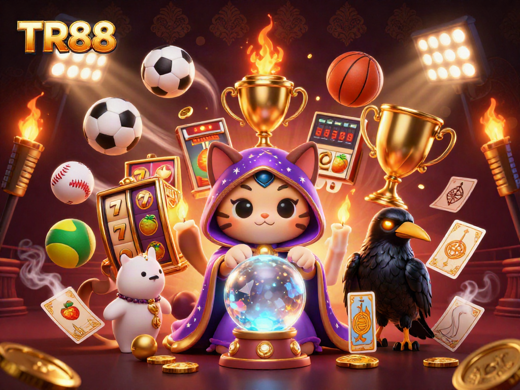Engage with TR88 slots and fortune-telling magic in an enchanting 3D casino scene