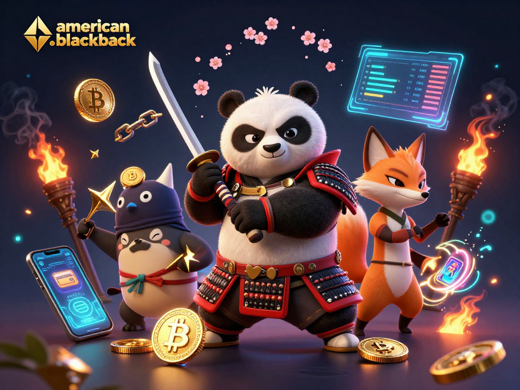 Engage in american-blackjack with an action-packed scene featuring dynamic characters and vibrant casino elements.
