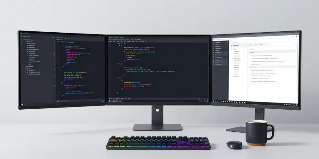 .uk domain registration displayed in a modern development workspace with coding screens and technology elements.