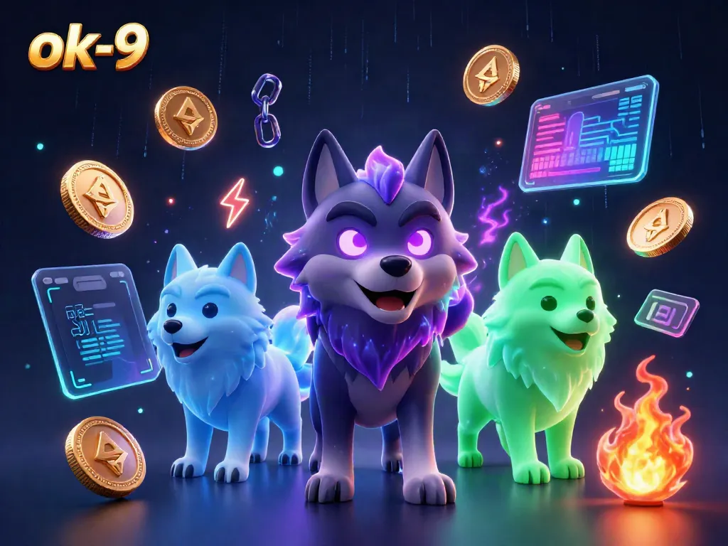 Experience thrilling wins at ok-9 with captivating ghost wolves and neon cryptocurrencies.