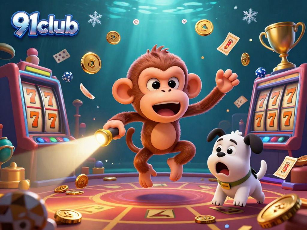 Engage with thrilling 91club games featuring vibrant casino action and playful characters in motion.