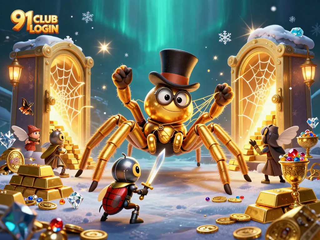 Experience 91 CLUB LOGIN with a vibrant scene of fantasy characters at a sparkling casino.