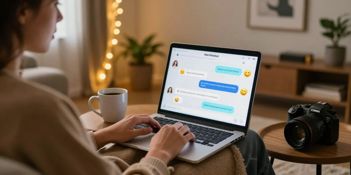 Cozy home setting showcasing an engaging nsfw AI chat on a laptop with warm lighting and relaxed atmosphere.