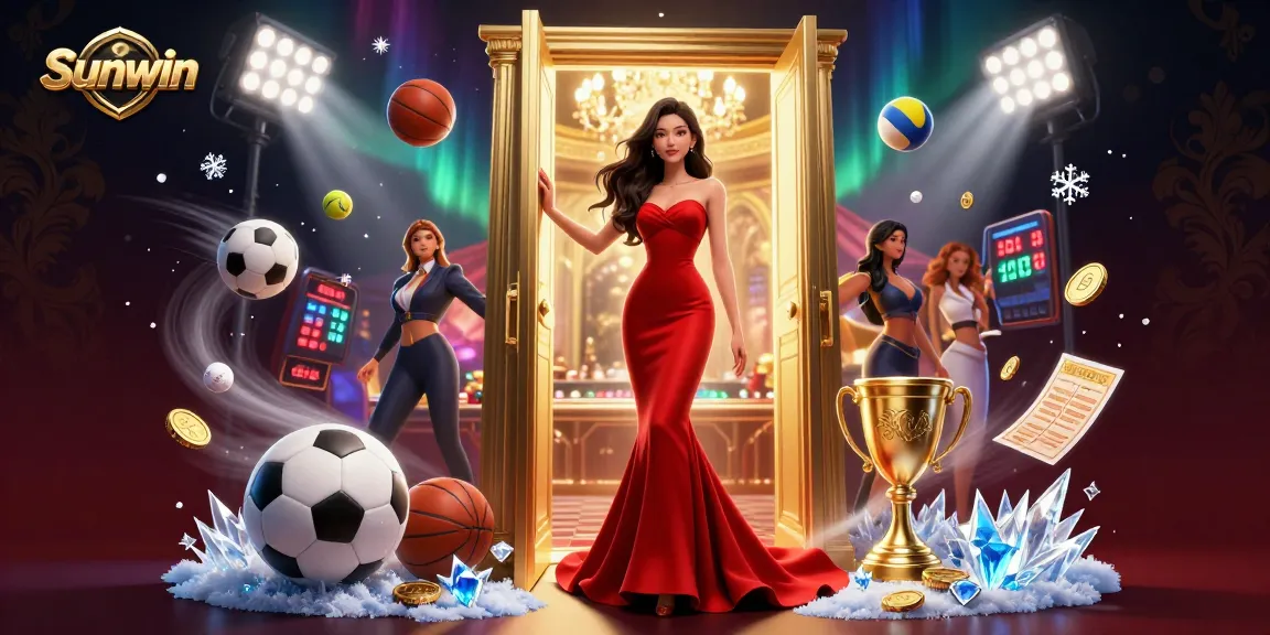 Experience thrilling gameplay with Sunwin in a vibrant casino scene filled with excitement.