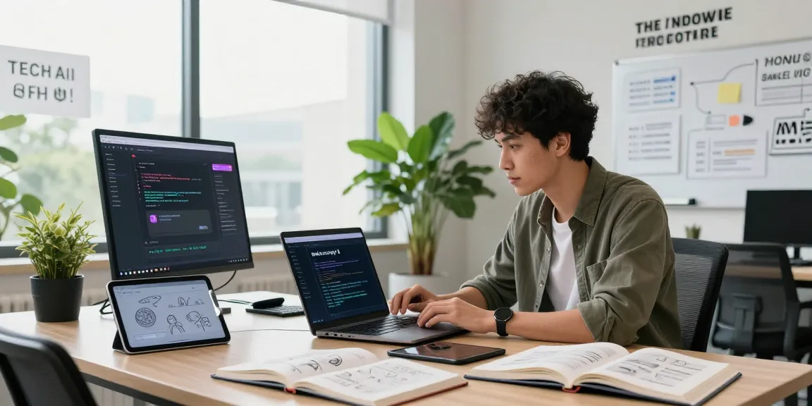 Innovative software developer creating engaging responses with juicy ai in a modern office workspace.