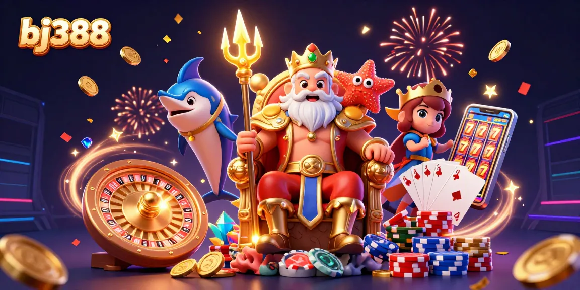 Win big at bj388 with vibrant casino games and dazzling rewards in a festive scene.