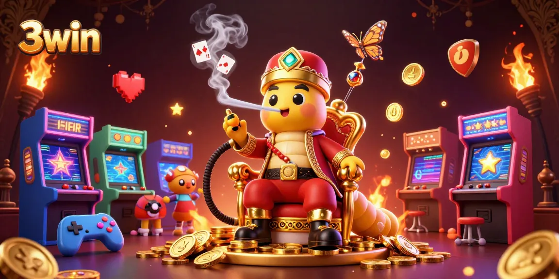 Spin and win exciting jackpots with 3win, showcased in a vibrant 3D casino scene.