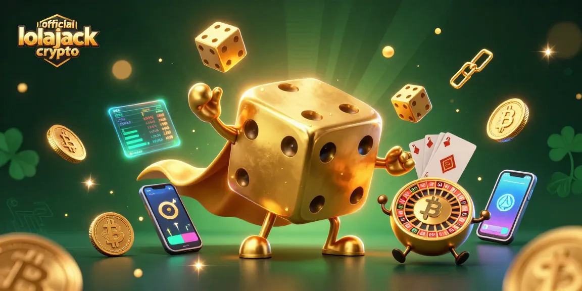 Experience the thrill of official lolajack crypto gaming with this vibrant 3D illustration of golden dice characters!