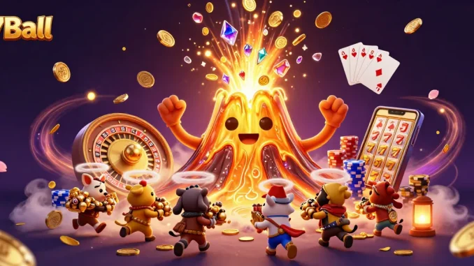 Experience excitement at 7Ball with a lively scene depicting treasures and gaming action.